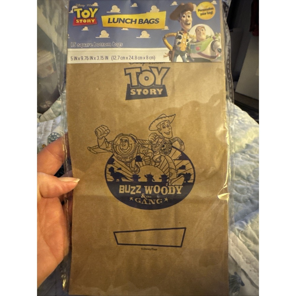 Disney Pixar TOY STORY LICENSED‎ PAPER LUNCH BAGS Lunchbox BUZZ & WOODY 15 NIP